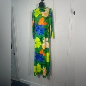 Anne Fogarty Rare Vintage 1960s/1970s Green Dress No SZ EUC